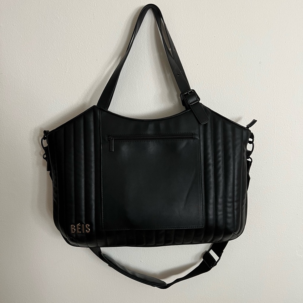Beis Leather Expandable Tote Bag